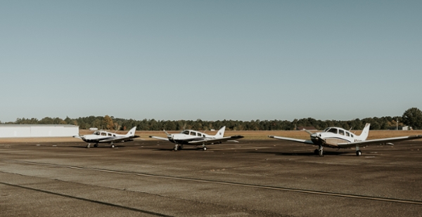 Planes sit on the tarmac at MGA's new satellite building at the Cochran Airport.